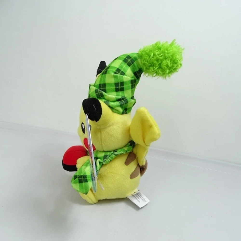 Pikachu Pokemon Green Plaid Santa Hat‎ Plush 10